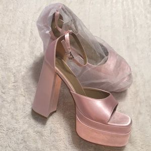 PINK SATIN PLATFORMS